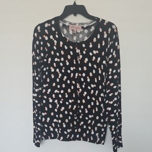 NWT Philosophy Black Cardigan with Pink & White Dot Print Medium